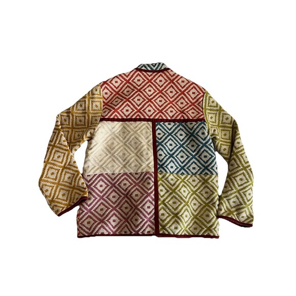 FRNCH Paris Multicolour Patchwork Diamond Quilted Jacket XS Boho Indie Retro - Picture 6 of 14